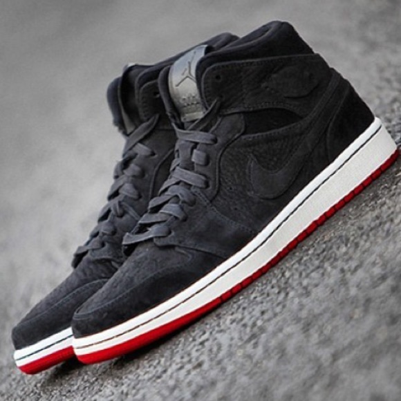 Jordan Other - Air Jordan 1 Mid - Black & Red Suede